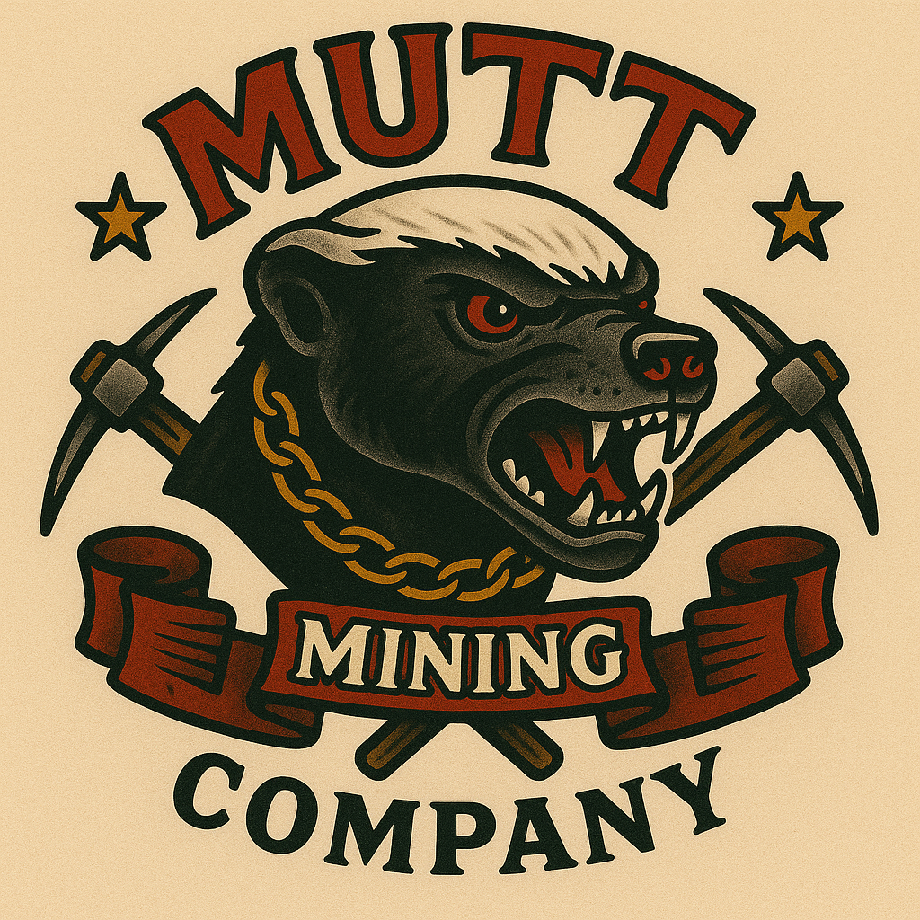 Mutt Mining Company Logo - Aggressive Honey Badger